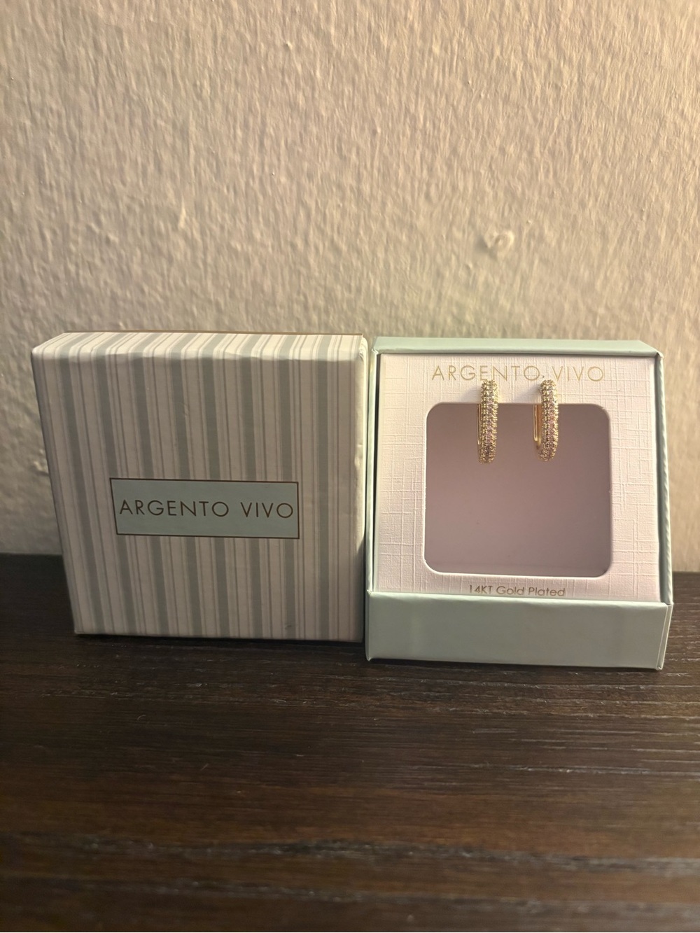 NEW Argento Vivo Gold Crystal Hoop Earrings